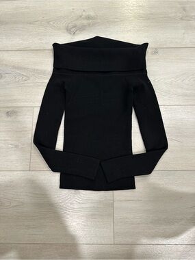 Wilfred Black Off Shoulder Foldover Knit Sweater Top XS